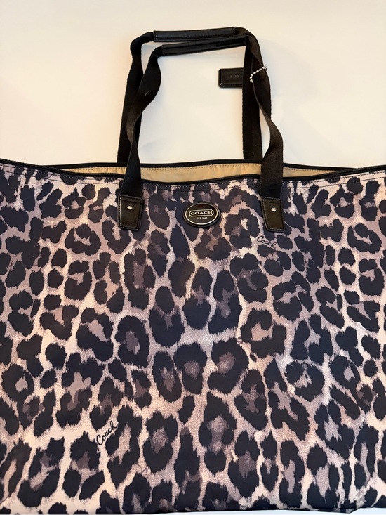 Coach Handbags - COACH large, nylon,packable, black/grey ocelot print tote bag. UEC. Amazing bag!